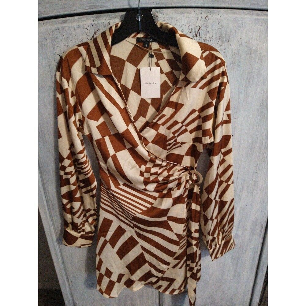 Papermoon 70's wrap knee length dress Sm Retro funky, Hippie